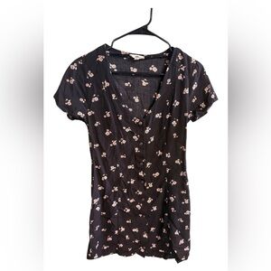 Vans Floral Black Button-Up Dress